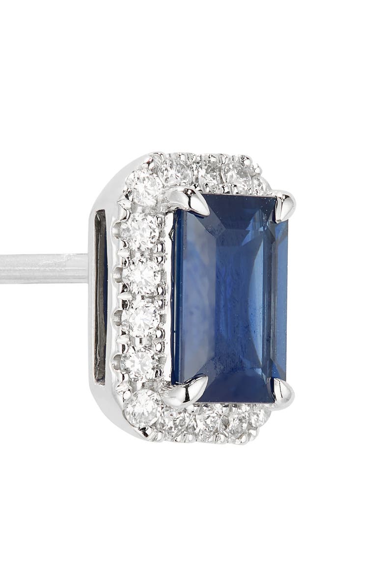 VALANI ATELIER Sapphire & Diamond Halo Stud Earrings, Alternate, color, 14K White Gold
