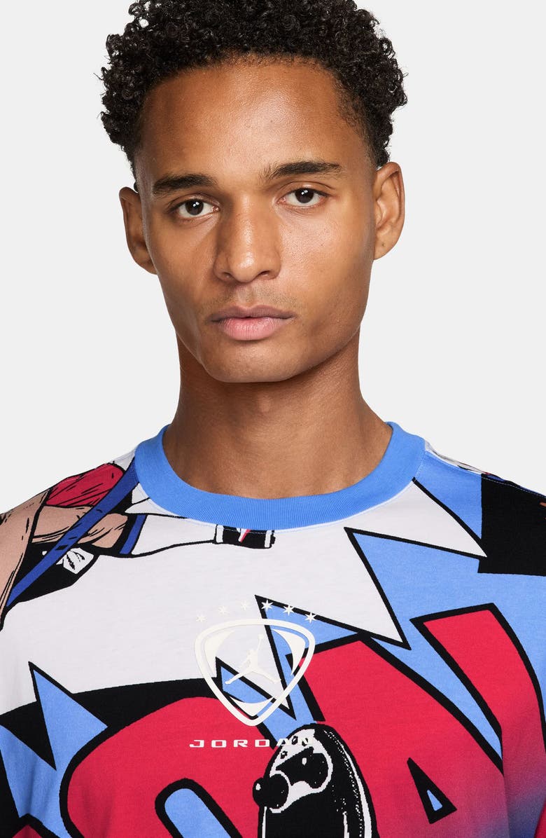 Jordan Brooklyn Oversize Soccer Print Cotton T-Shirt, Alternate, color, White