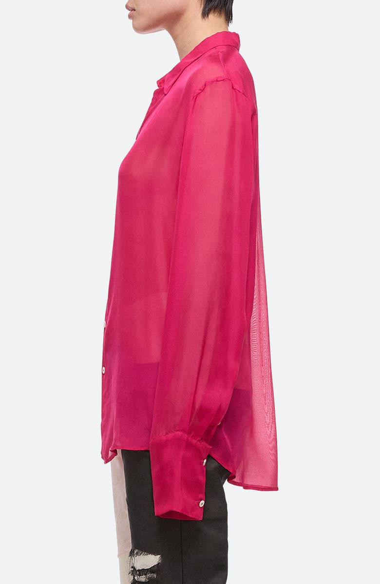 Helmut Lang Relaxed Fit Silk Organza Button-Up Shirt, Alternate, color, Fuchsia