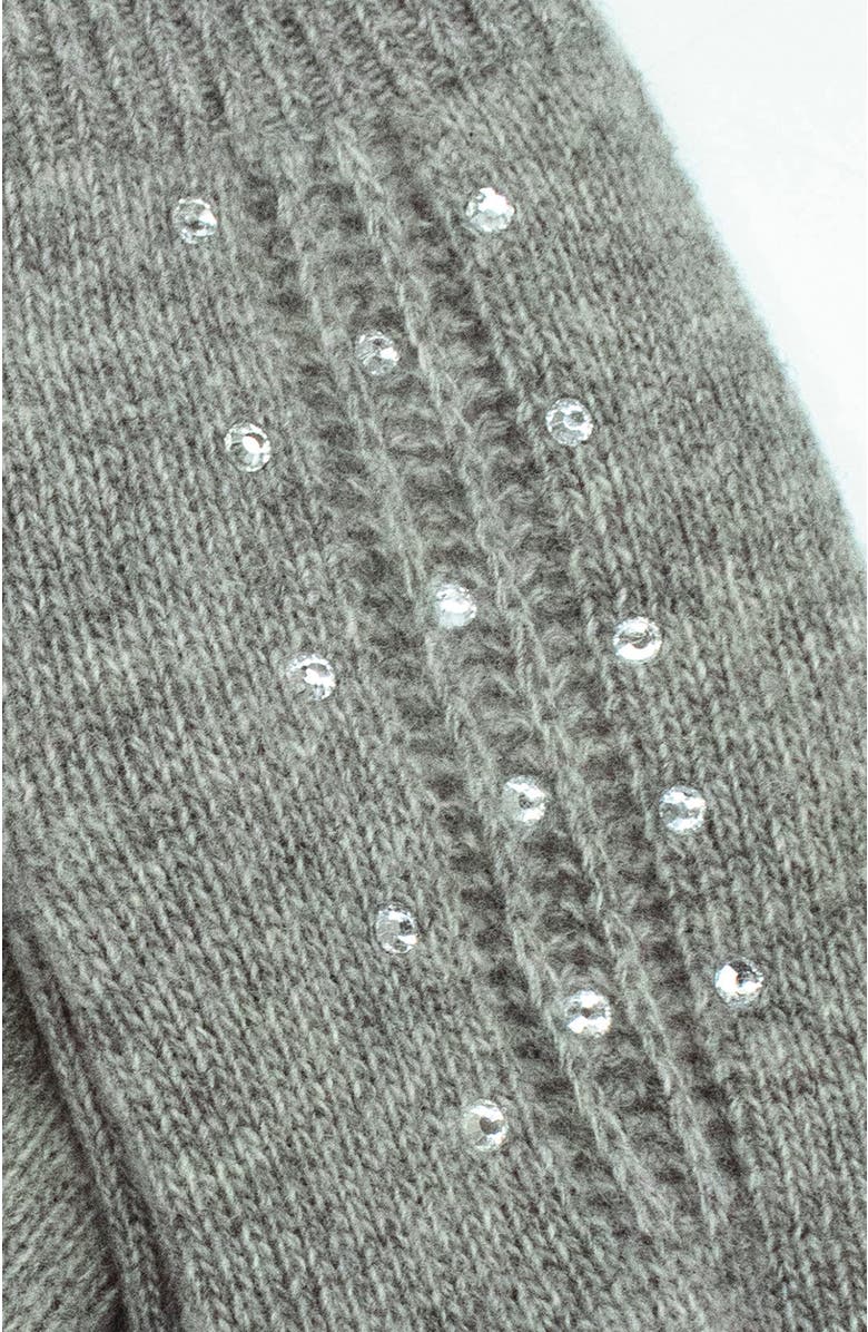Portolano Cashmere gloves with crystal stones, Alternate, color, Light Heather Grey