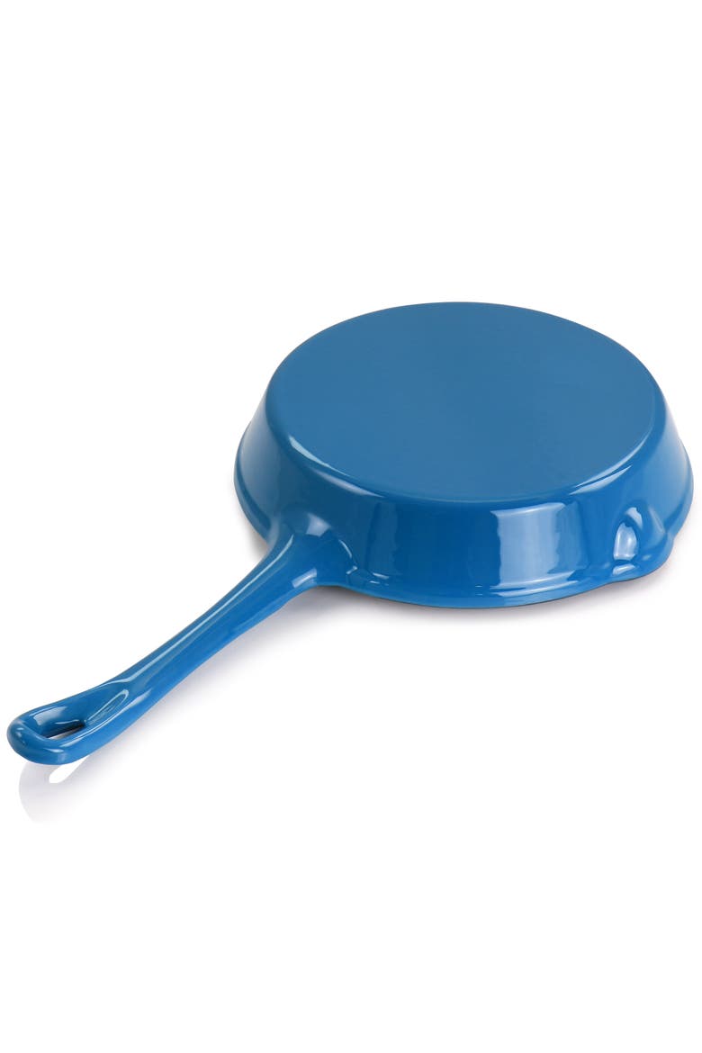Enameled Round 8 Inch PreSeasoned Cast Iron Frying Pan, Alternate, color, Turquoise