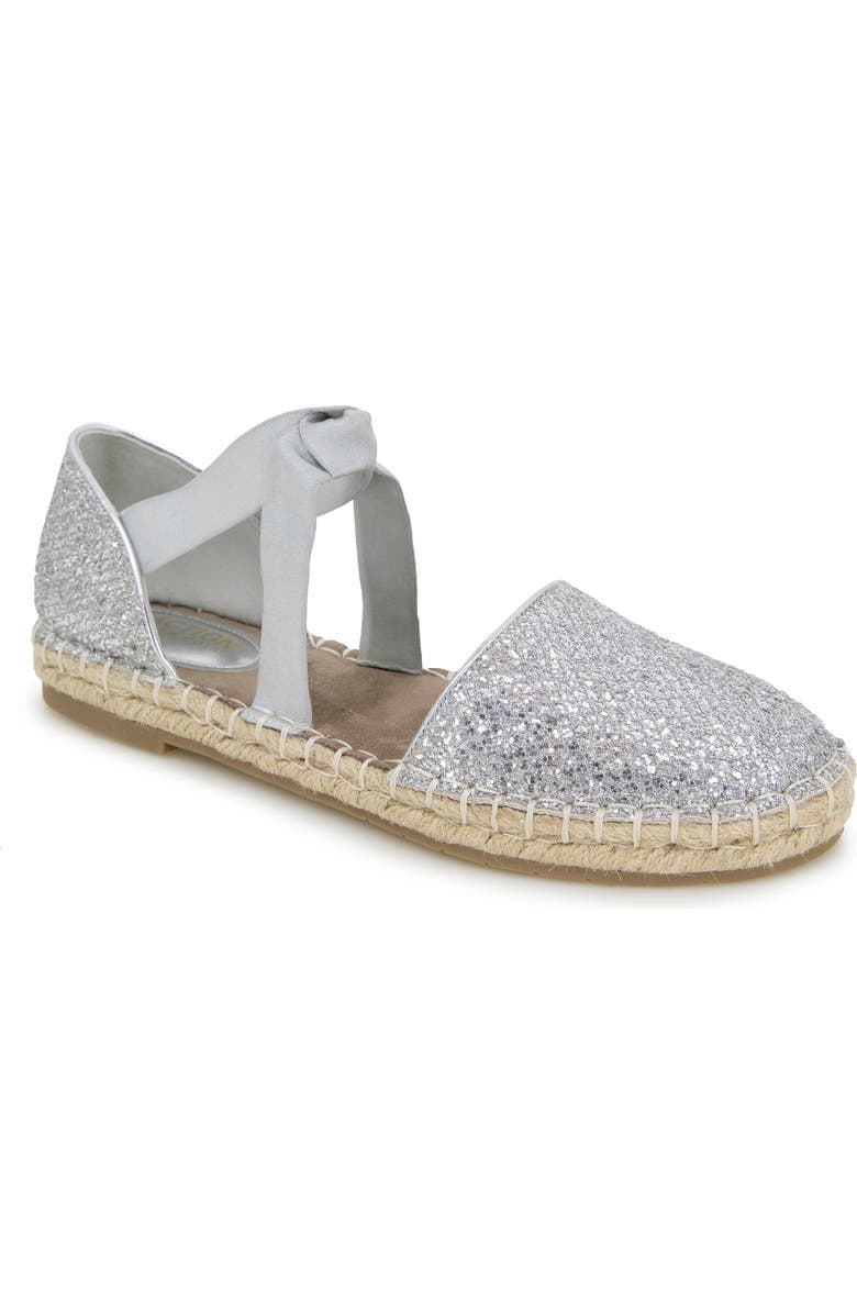 Kenneth Cole Reaction Luna Glitter Espadrille Sandal, Main, color, Silver Mesh