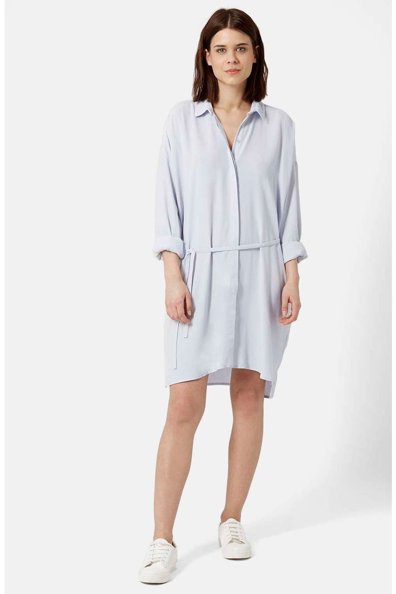 Self Tie Shirtdress, Main, color, LIGHT GREY