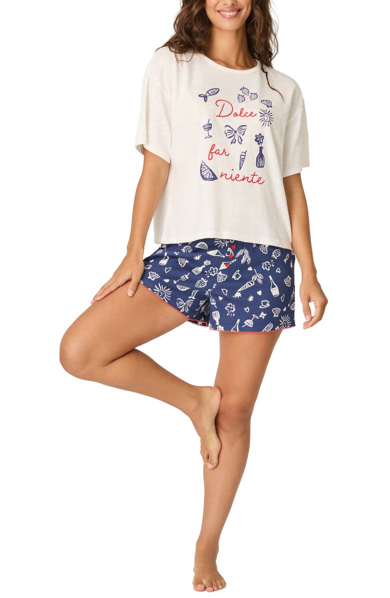 PJ Salvage Playful Print Cotton & Modal Short Pajamas, Main, color, Dark Navy