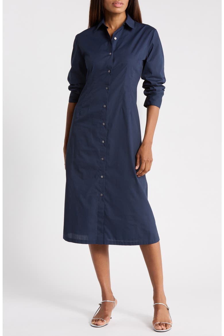 Fixed Sleeve Poplin Shirtdress, Main, color, NAVY