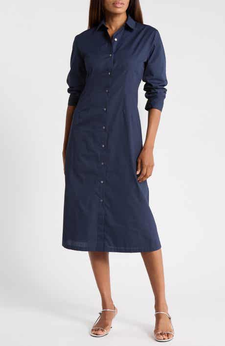 Fixed Sleeve Poplin Shirtdress