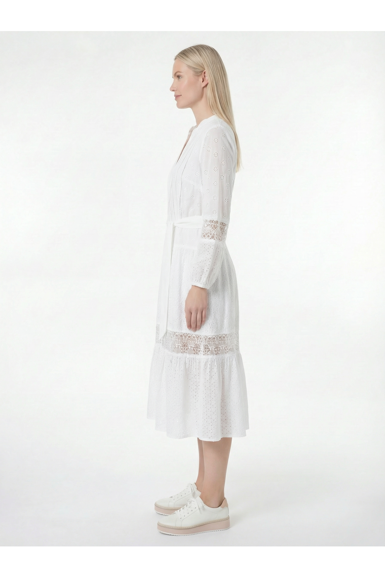 Eyelet Border Dress, Alternate, color, White