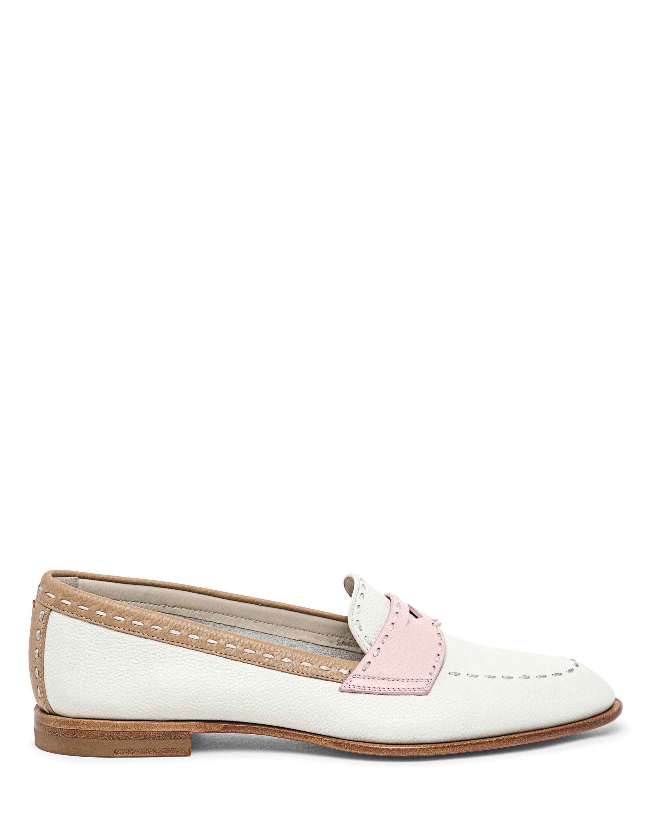 Santoni Leather Penny Loafer, Main, color, White