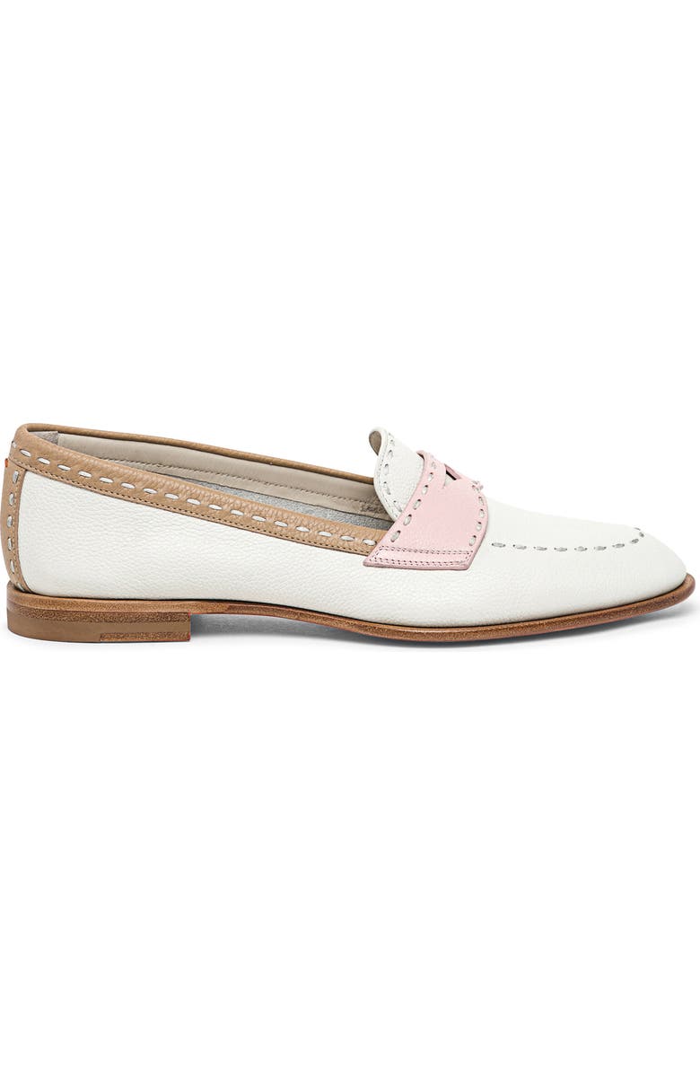 Santoni Leather Penny Loafer, Main, color, White