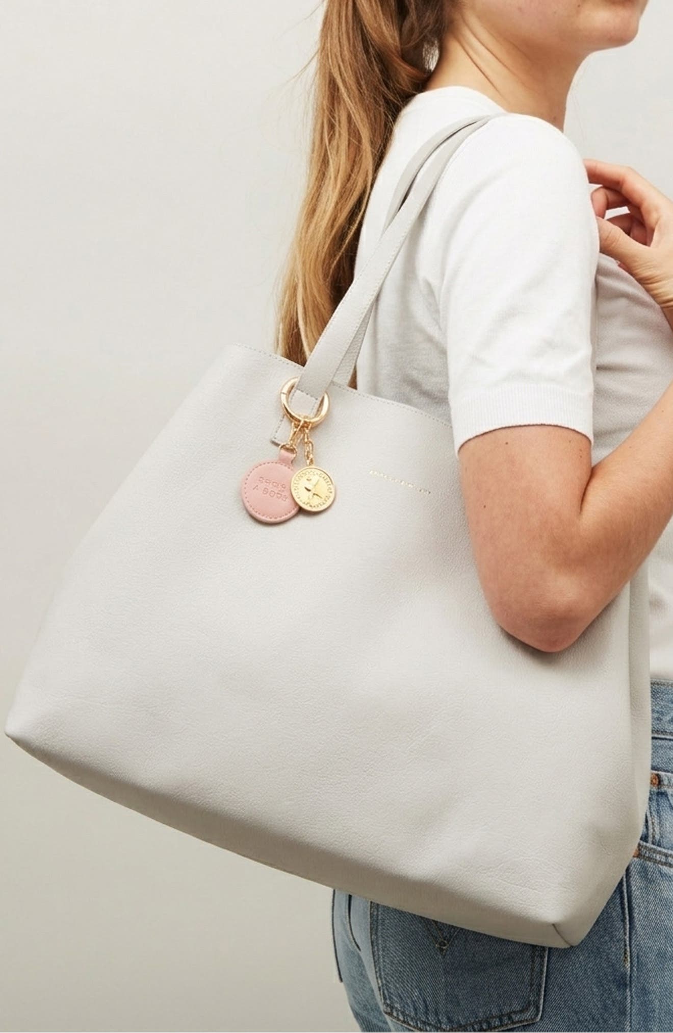 Scoresby Wide Faux Leather Tote, Alternate, color, GREY