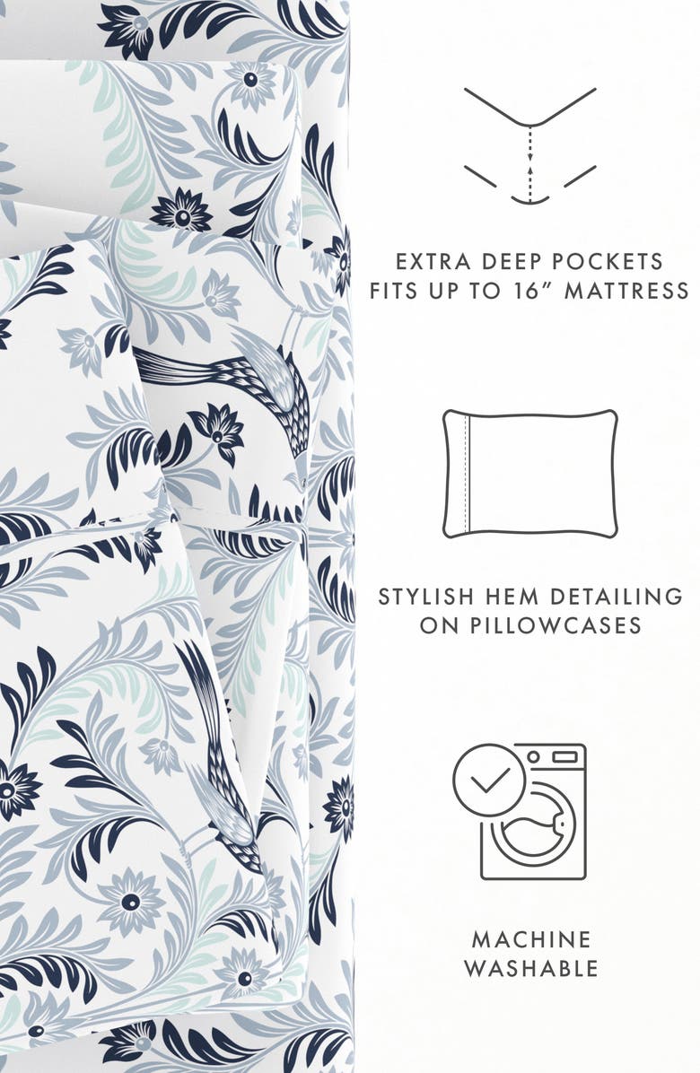 HOMESPUN HOME SPUN Premium Ultra Soft Garden Estate Pattern 4-Piece Bed Sheet Set, Alternate, color, Navy