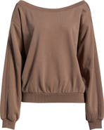 BP. Lace Trim Off the Shoulder Cotton Blend Sweatshirt