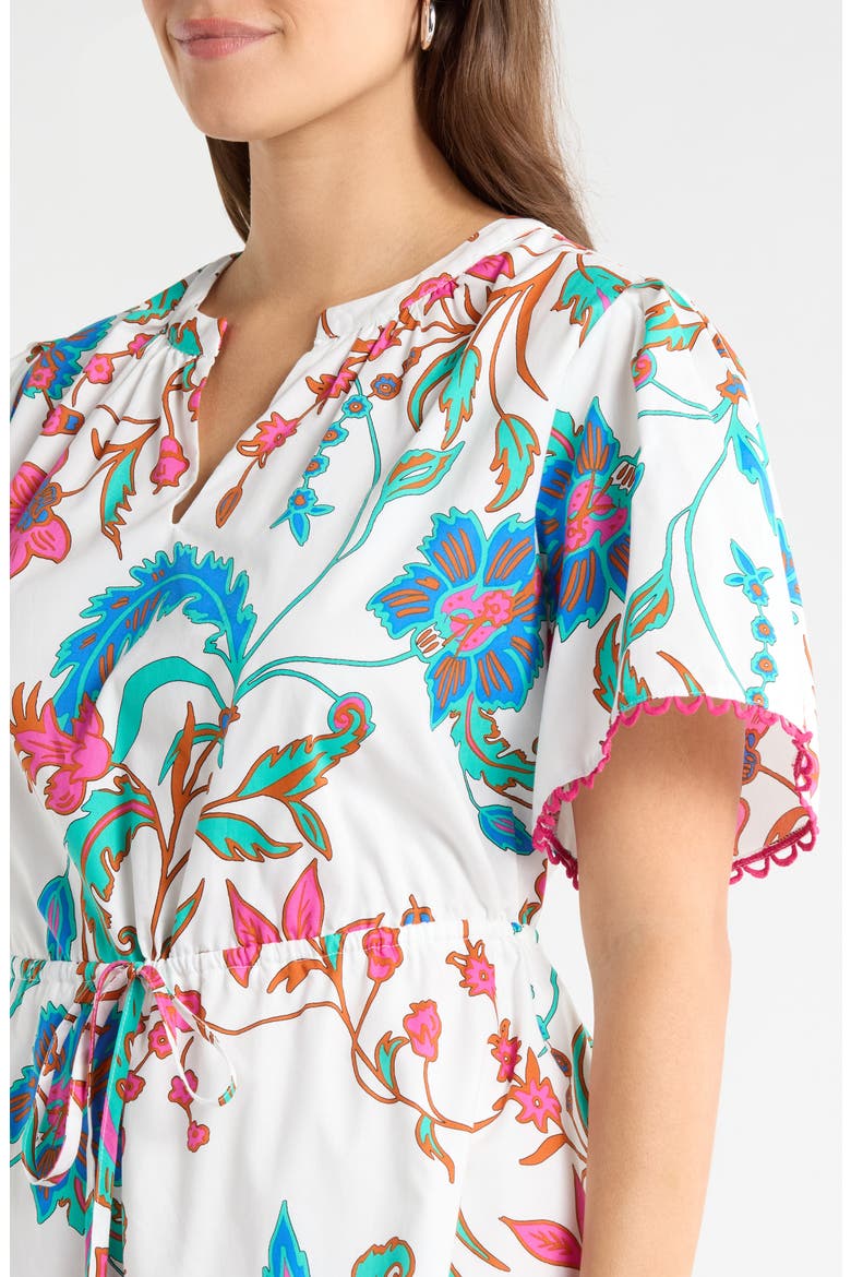 Izzie Floral Print Minidress, Alternate, color, WHITE-FUCHSIA
