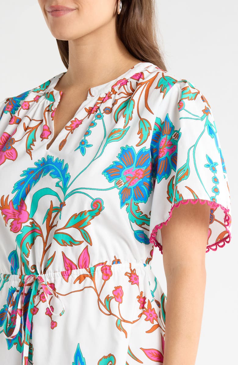 SUGARLIPS Izzie Floral Print Minidress, Alternate, color, White-Fuchsia