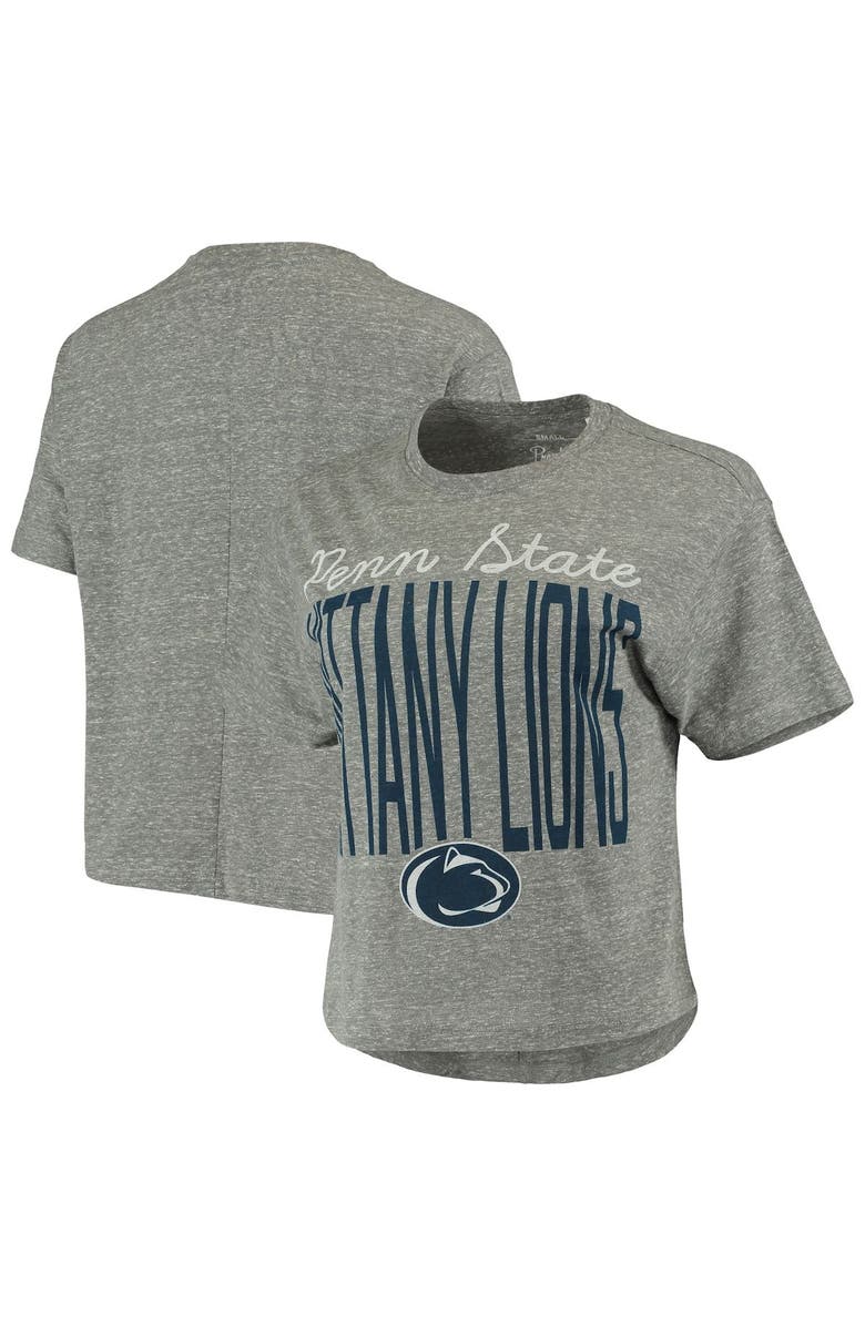 PRESSBOX Women's Pressbox Heathered Gray Penn State Nittany Lions Sanibel Knobi Crop T-Shirt, Main, color,