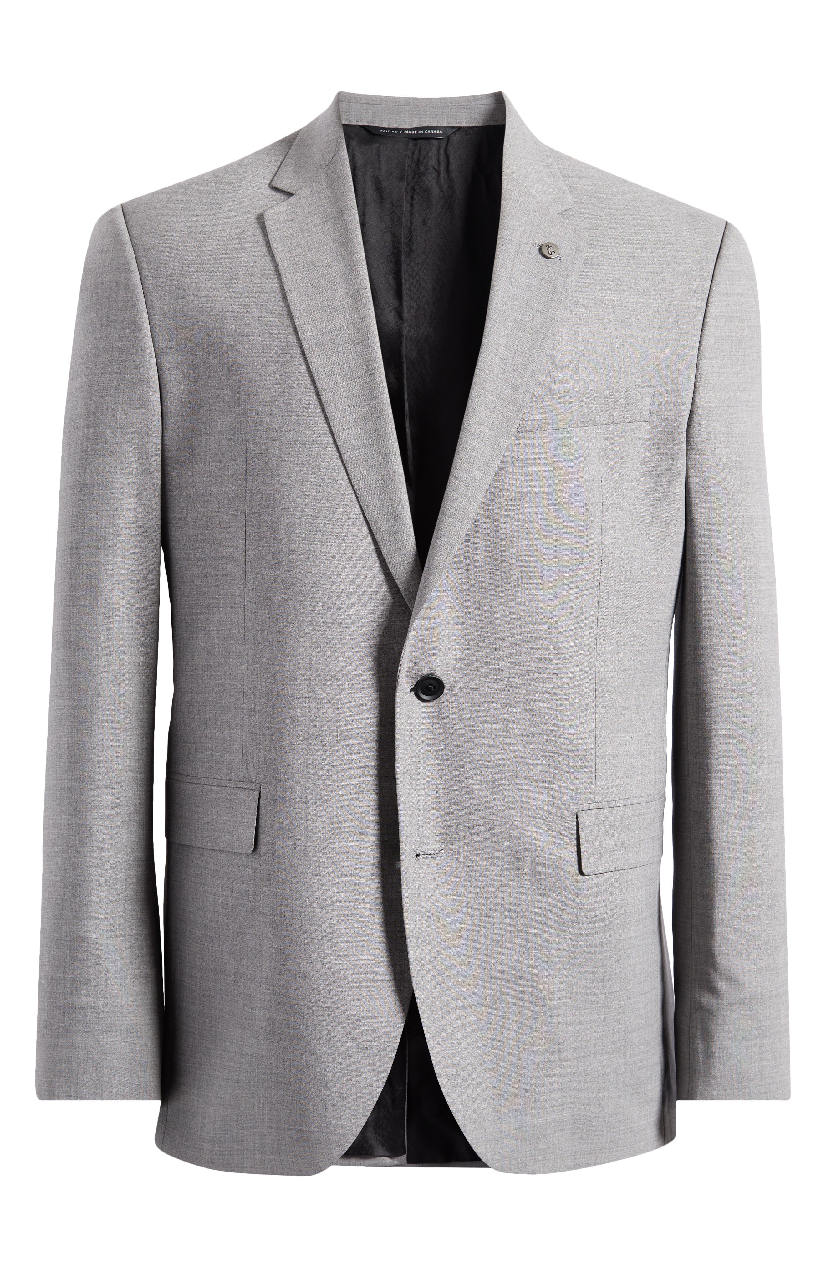 AllSaints Ross Slim Fit Grey Mélange Stretch Wool Sport Coat