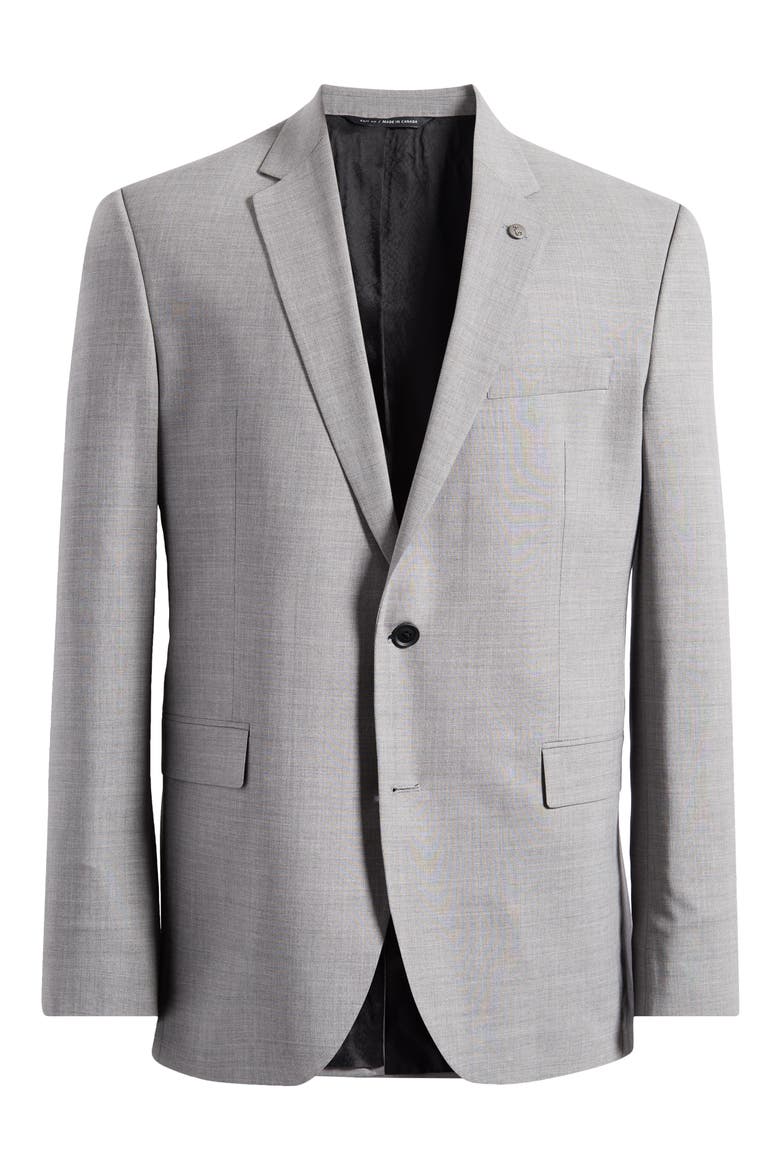 Ross Slim Fit Grey Mélange Stretch Wool Sport Coat, Main, color, MID GREY