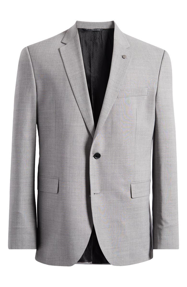 AllSaints Ross Slim Fit Grey Mélange Stretch Wool Sport Coat, Main, color,