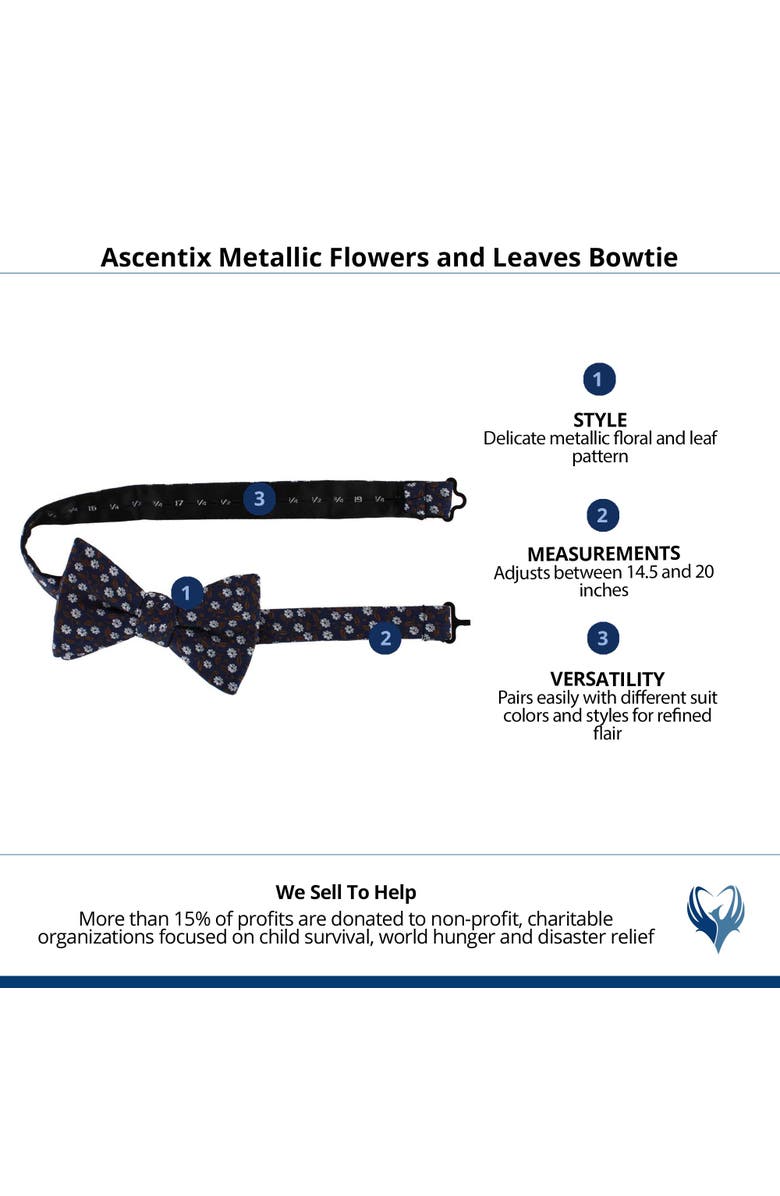 Ascentix Metallic Flowers and Leaves Bowtie, Alternate, color, Brown
