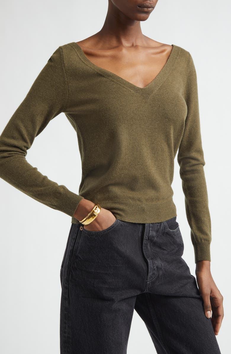 Saint Laurent Deep V-Neck Cashmere Sweater, Alternate, color, 