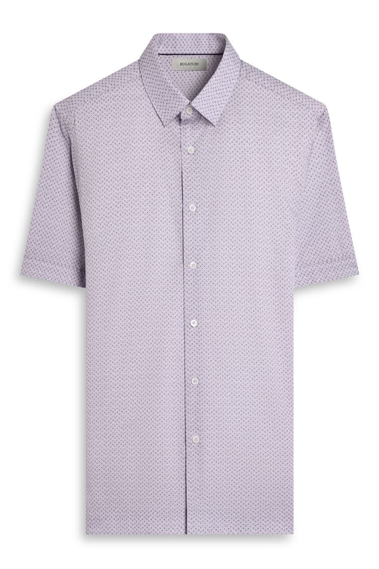 Vero Shaped Fit Floral Short Sleeve Button-Up Shirt, Alternate, color, LILAC