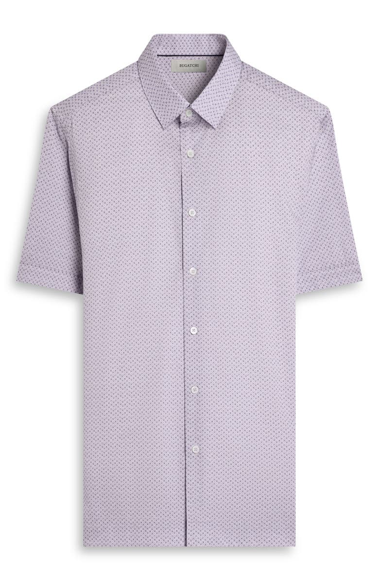 Bugatchi Vero Shaped Fit Floral Short Sleeve Button-Up Shirt, Alternate, color, Lilac
