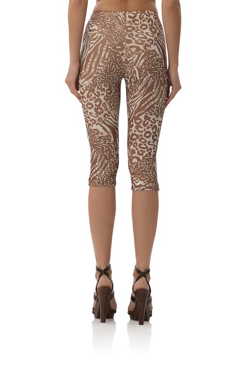 Afrm Gianna Capri Leggings In Taupe Animal