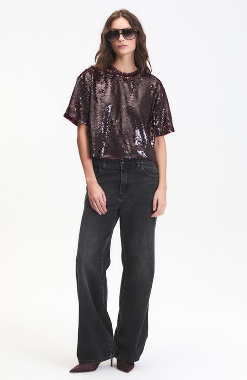 Deluc Logan Sequin Top In Burgundy