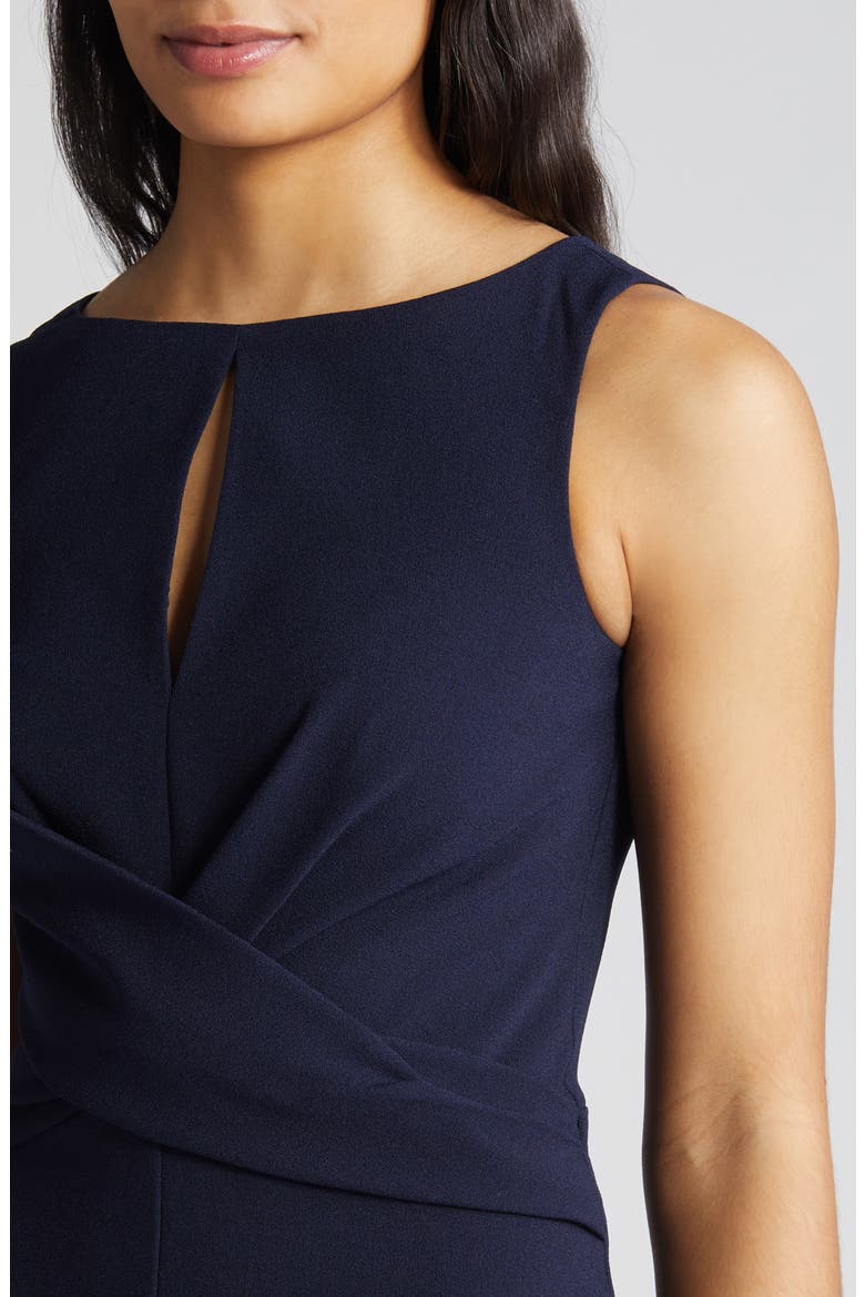 Cross Front Keyhole Wide Leg Crepe Jumpsuit, Alternate, color, NAVY