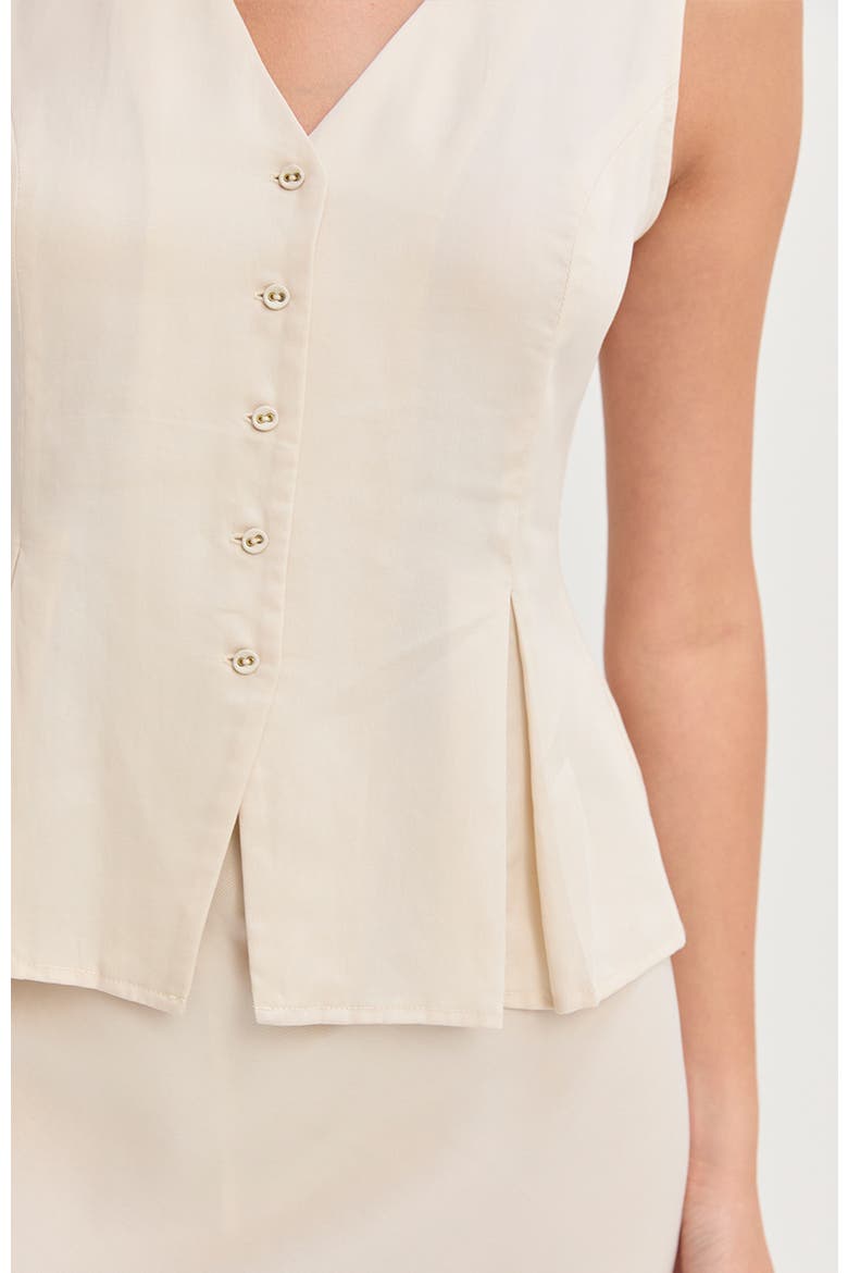 Pleated Lyocell Vest, Alternate, color, Cream