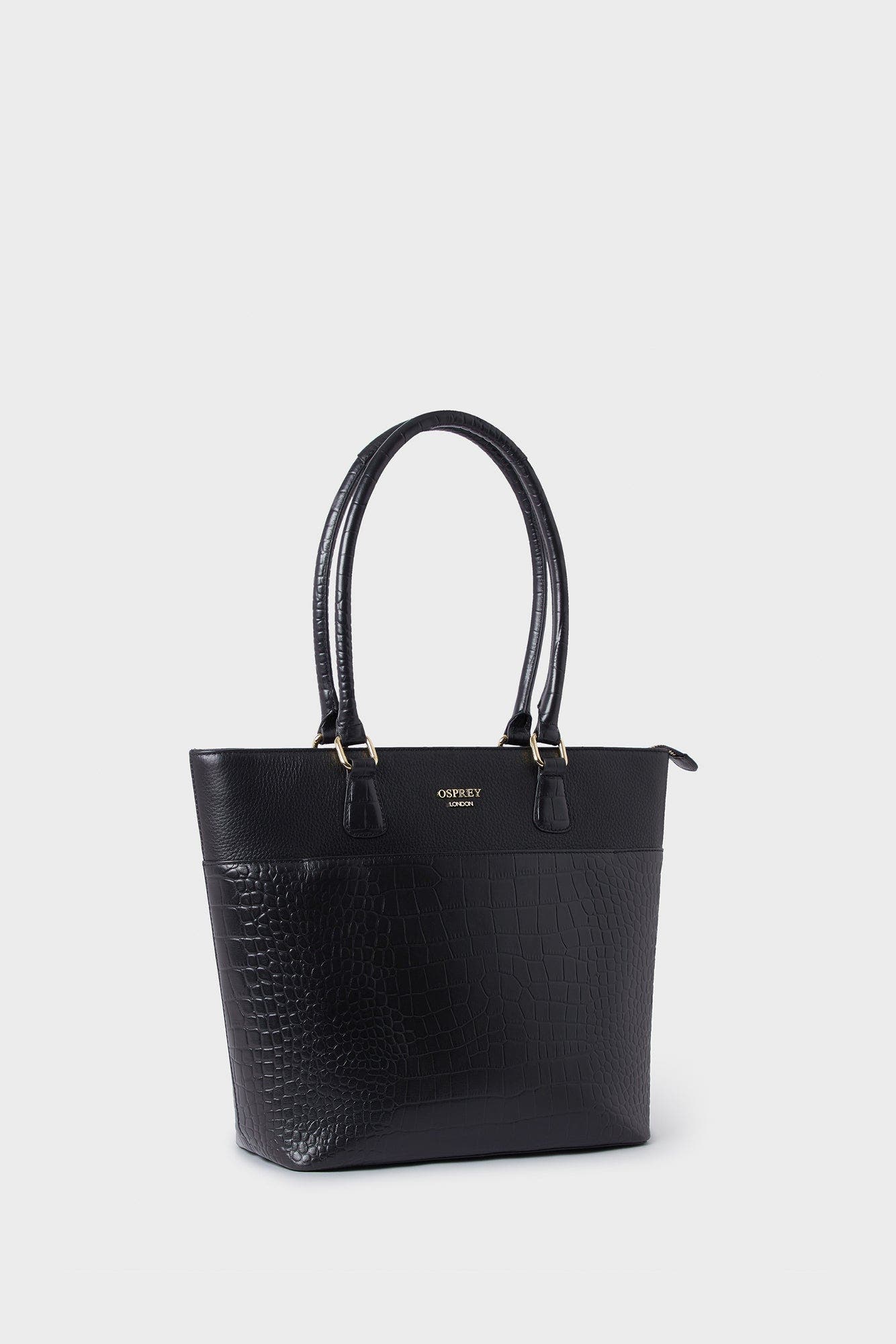 Osprey London The Kellie Leather Tote Bag, Alternate, color, Black