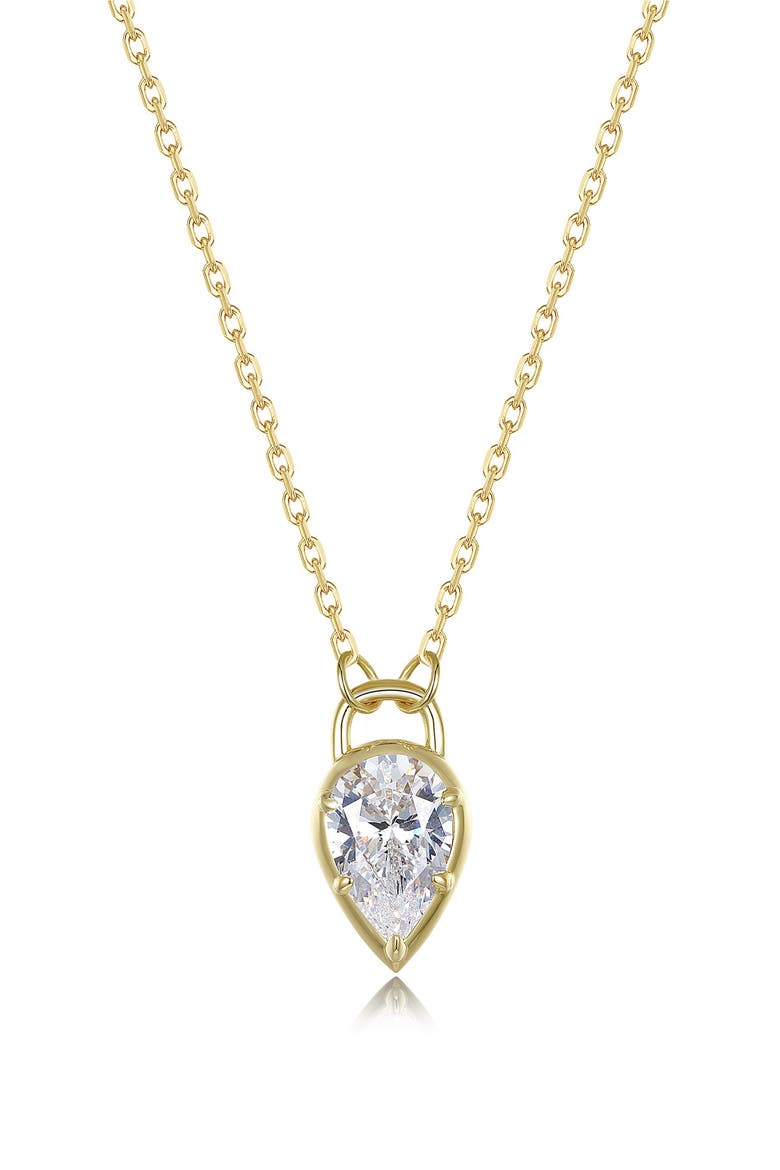 Pear Lock Pendant Necklace, Main, color, GOLD