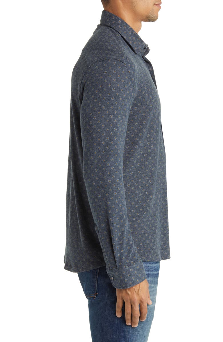 Stone Rose Geo Print Wrinkle Resistant Tech Fleece Button-Up Shirt, Alternate, color, 
