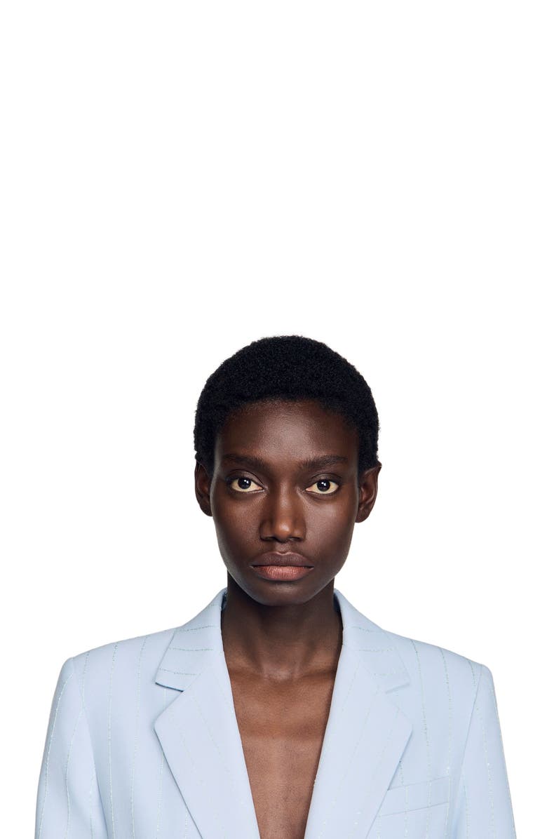 SANDRO Sequin-stripe tailored jacket, Alternate, color, Sky Blue