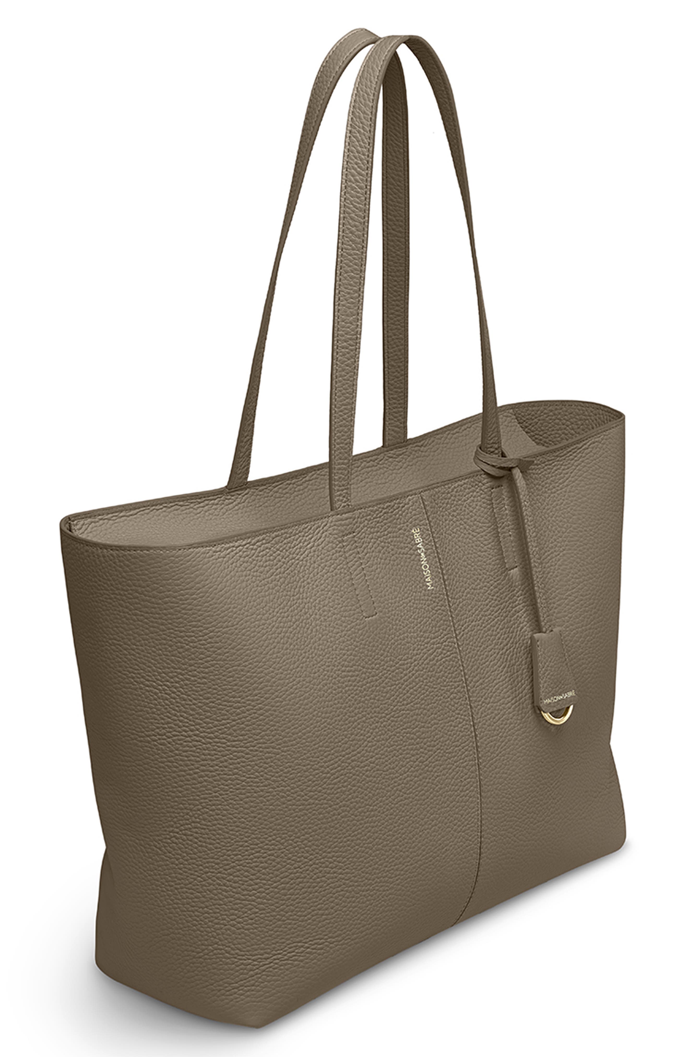 Large Leather Zipped Soft Tote, Alternate, color, Cashmere Clay