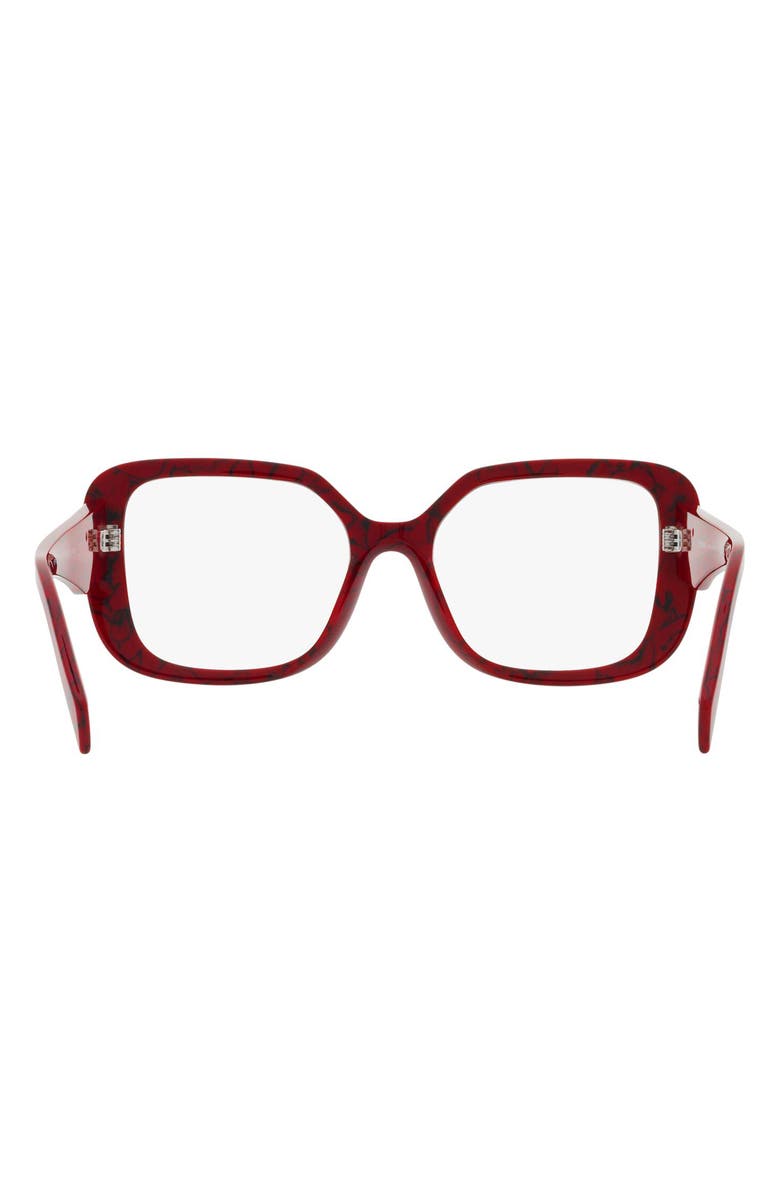 Prada 53mm Square Optical Glasses, Alternate, color, Red/ Black Marble