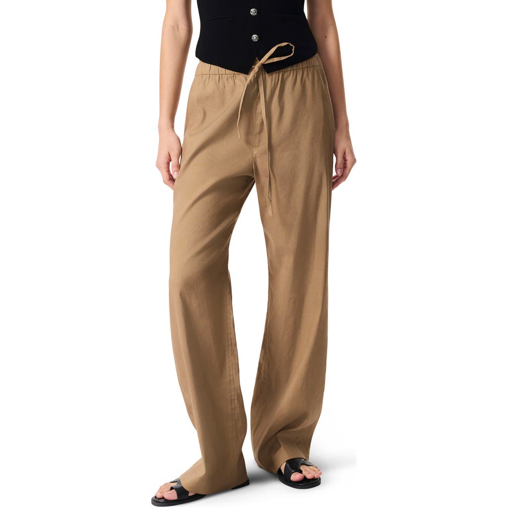 Rag & Bone Tan Logan Linen-blend Beach Lounge Pants In Mutedbrown