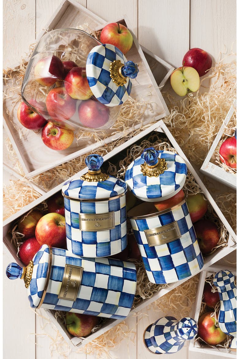 Cookie Jar with Royal Check Lid, Alternate, color, BLUE/ WHITE