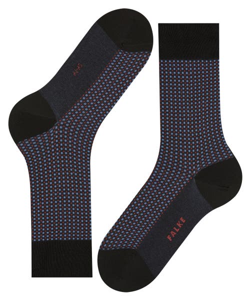 Falke Uptown Tie Patterned Dress Socks In Black