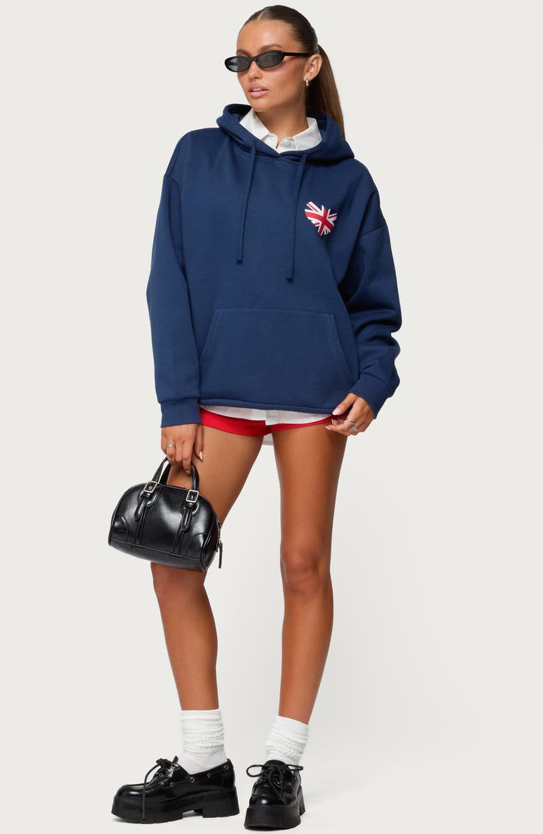 EDIKTED Love London Oversize Hoodie, Alternate, color, Navy