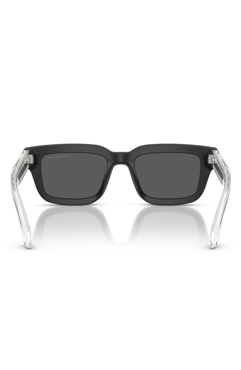 Emporio Armani 51mm Rectangle Sunglasses, Alternate, color, Matte Black / Dark Grey