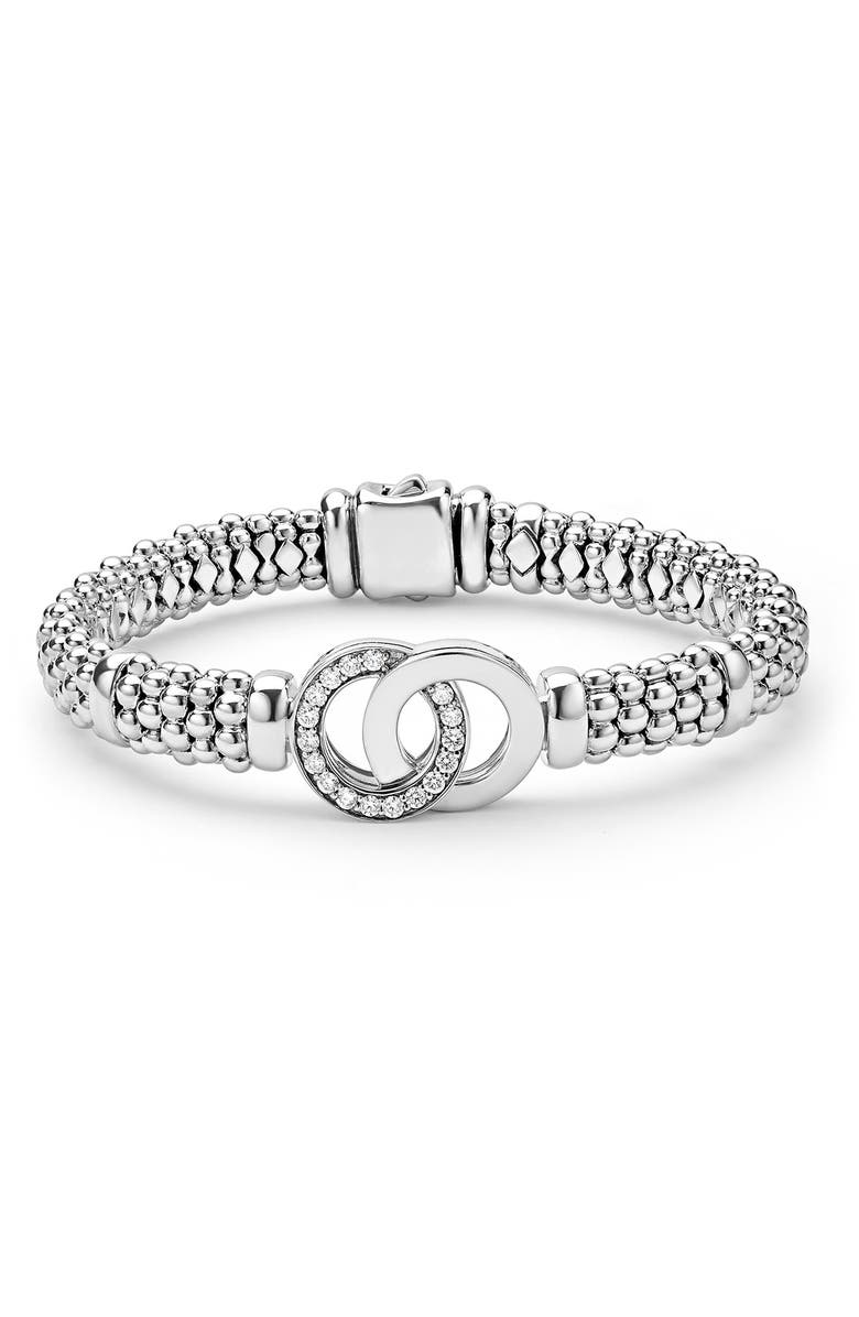 LAGOS Signature Caviar Interlocking Diamond Bracelet, Main, color, Silver
