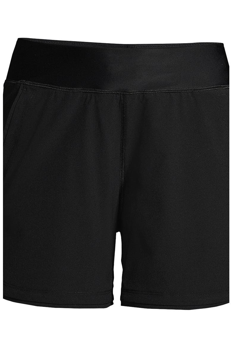 Curvy Fit 5" Quick Dry Board Shorts Swim Shorts with Panty, Alternate, color, Black