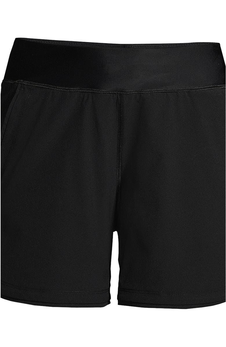 Lands' End Curvy Fit 5" Quick Dry Board Shorts Swim Shorts with Panty, Alternate, color, Black