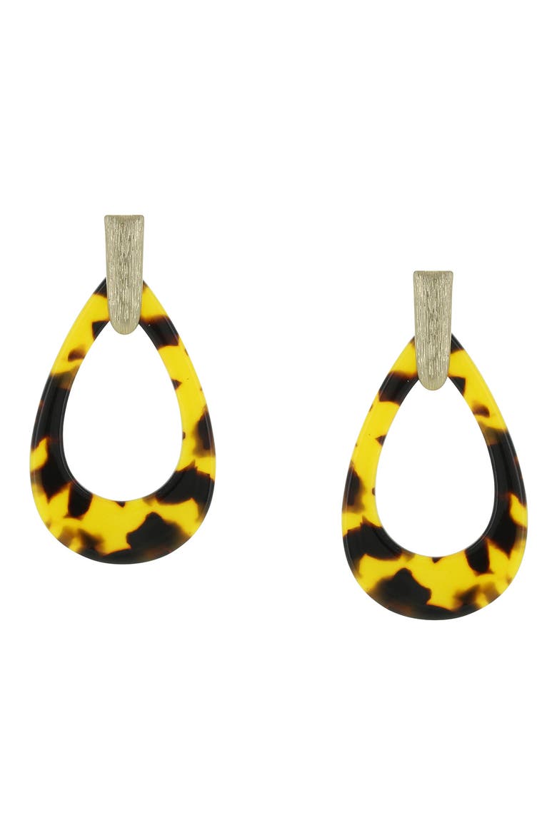 Susie Resin Teardrop Earrings, Main, color, WORN GOLD-BROWN