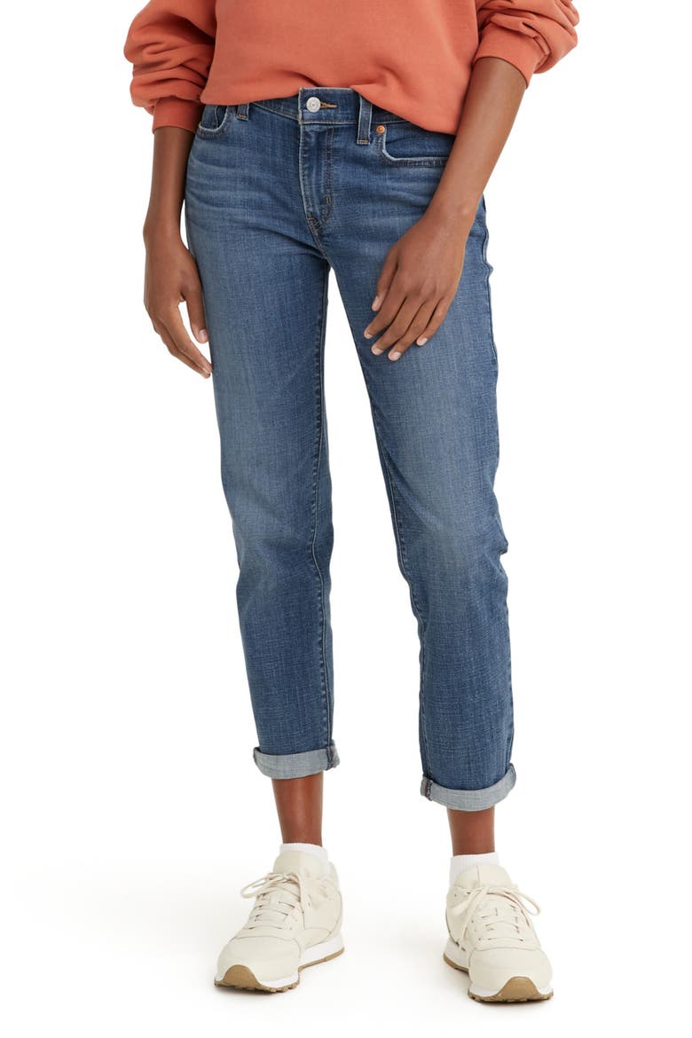 Mid Rise Boyfriend Jeans, Main, color, LAPIS GEM