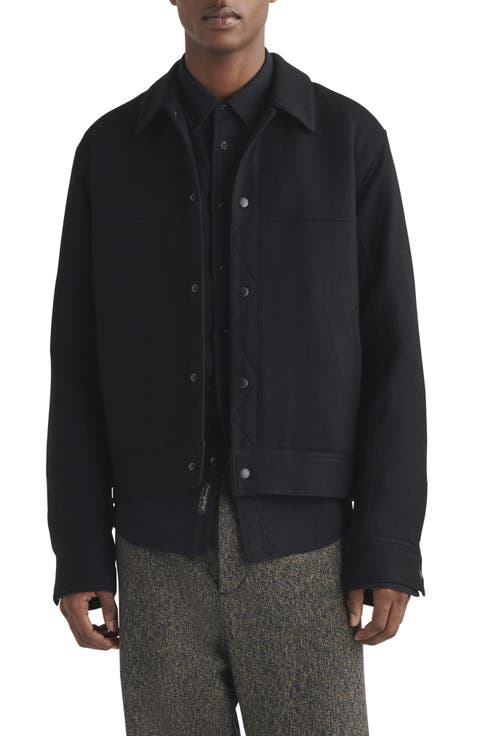 Men's Blouson jacket in wool blend and denim | Black | Diesel