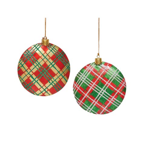 Plaid Christmas Tree Ornaments Set of 2