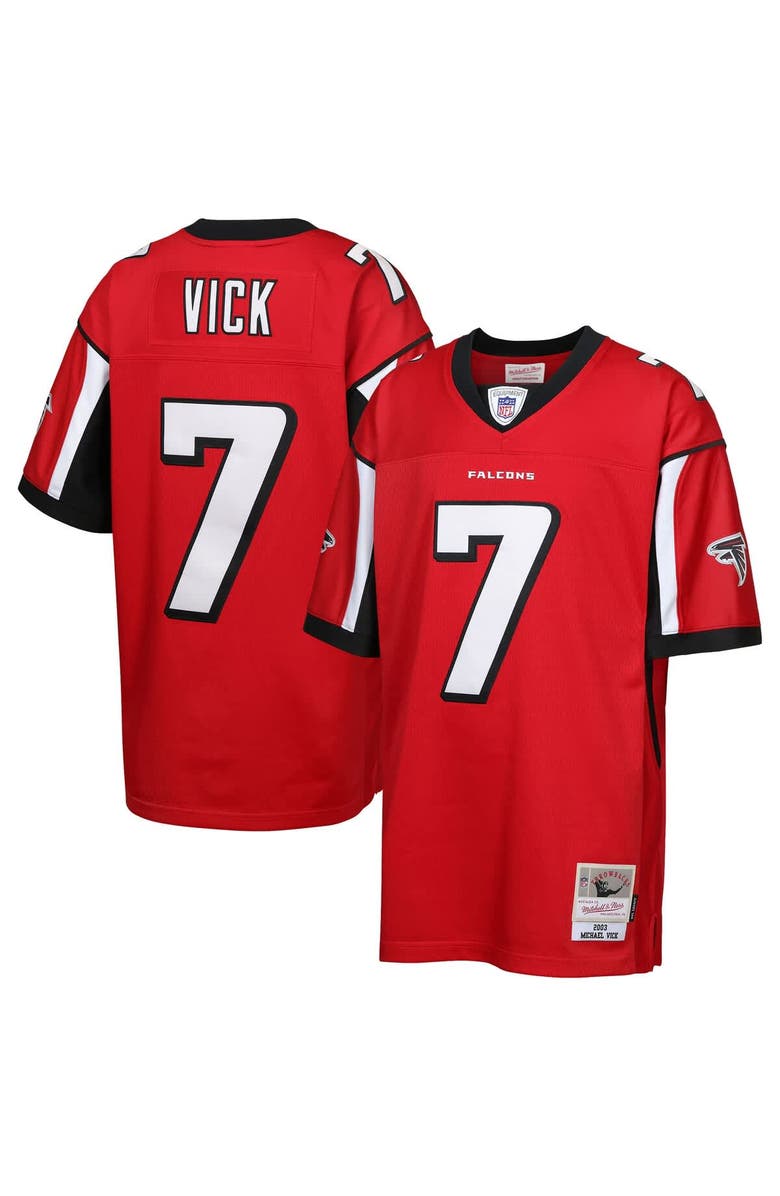Mitchell & Ness Youth Mitchell & Ness Michael Vick Red Atlanta Falcons 2003 Legacy Retired Player Jersey, Main, color, Red