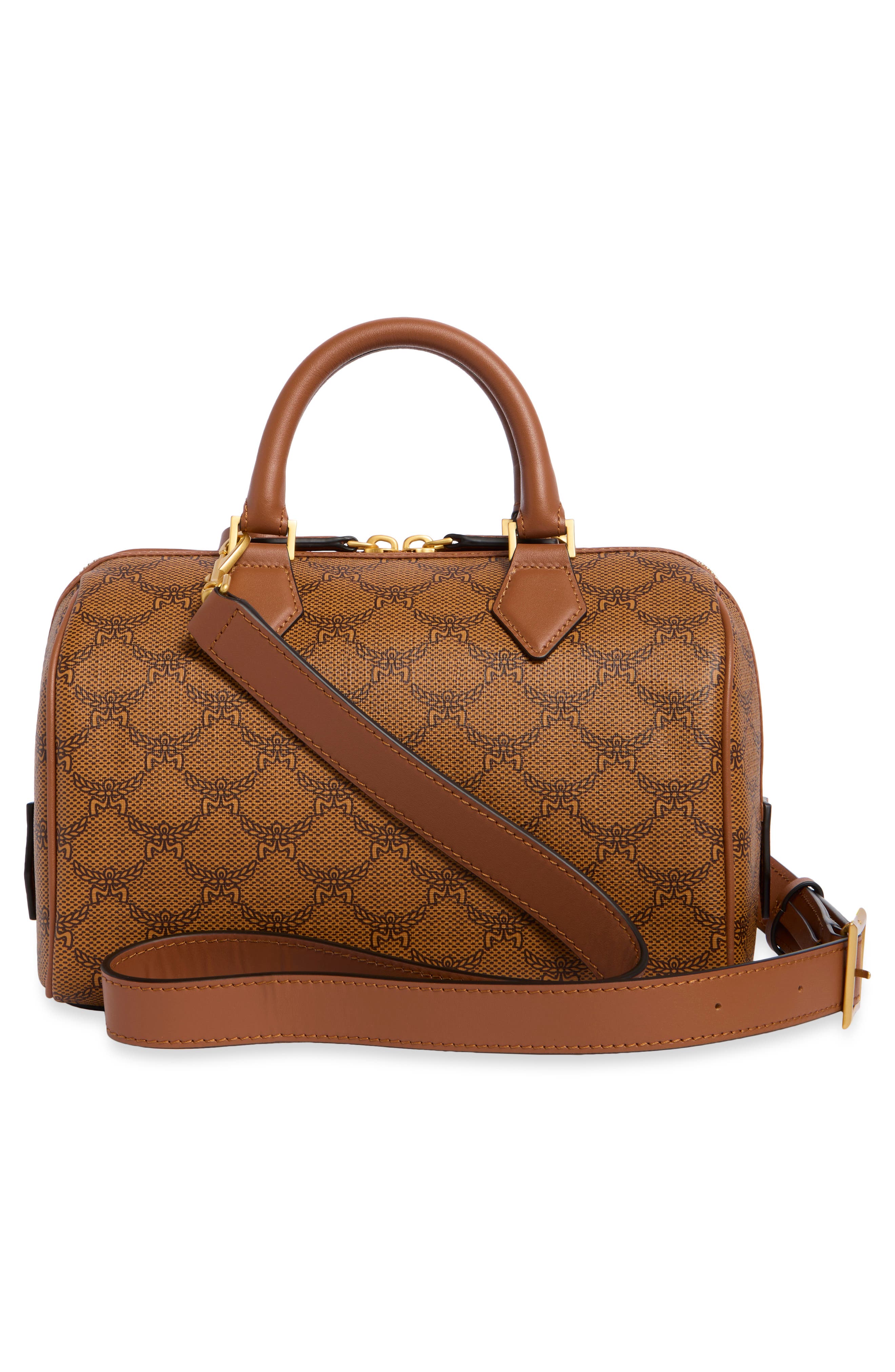 Small Ella Lauretos Boston Coated Canvas Satchel, Alternate, color, COGNAC